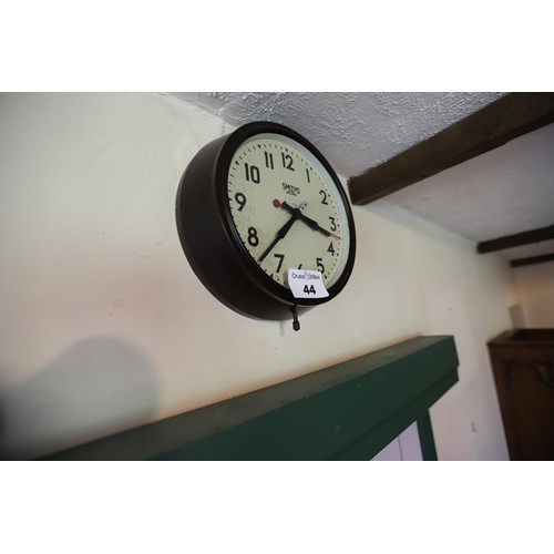 44 - Smith Sectric hanging wall clock - to be rewired and installed by a qualified electrician