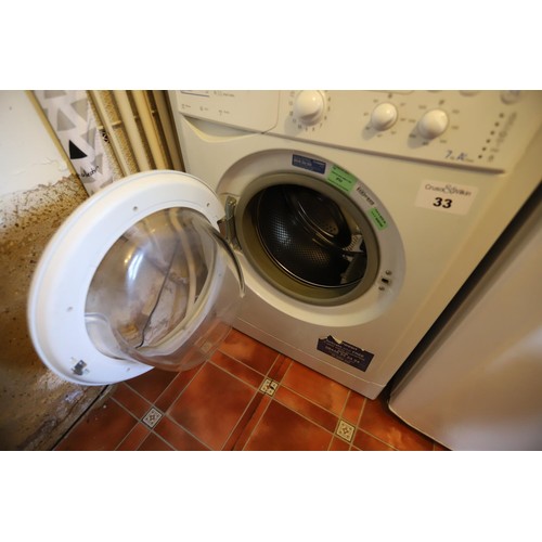 33 - 7kg indesit washing machine - to be installed and tested by a qualified electrician