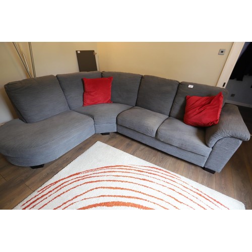 18 - IKEA corner sofa grey with two red cushions