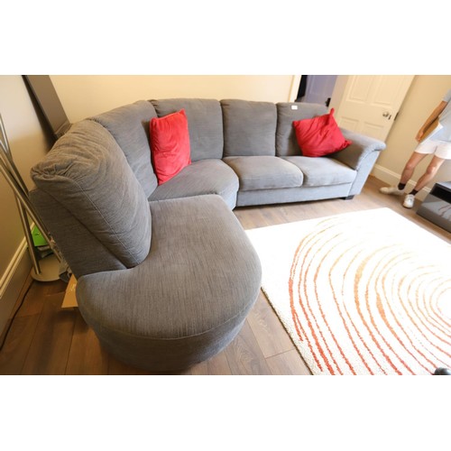 18 - IKEA corner sofa grey with two red cushions