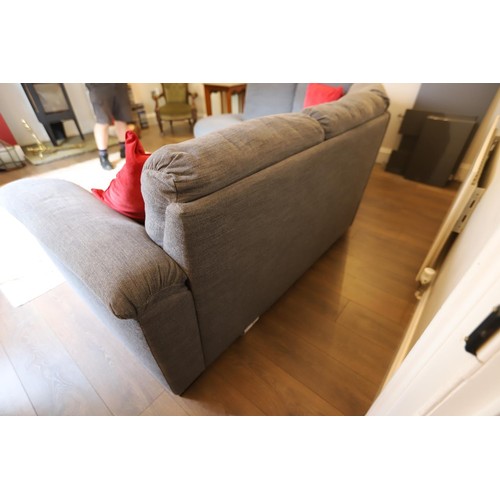 18 - IKEA corner sofa grey with two red cushions