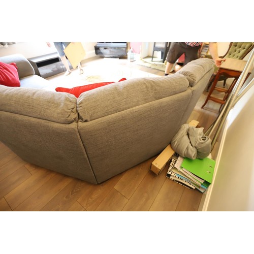 18 - IKEA corner sofa grey with two red cushions