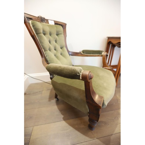 20 - Edwardian upholstered button back arm chair