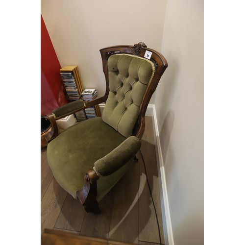 20 - Edwardian upholstered button back arm chair