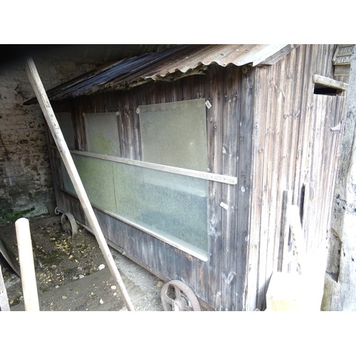 508 - Vintage chicken hut (shed) on 4 cast iron wheels with pop holes ( Note : This item is not at Myrtle ... 