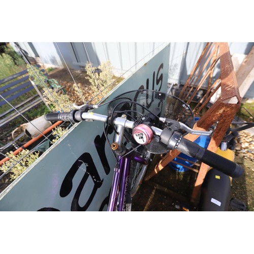 17 - Saphrane sorrento ladies bike, purple with basket & gel cushion seat