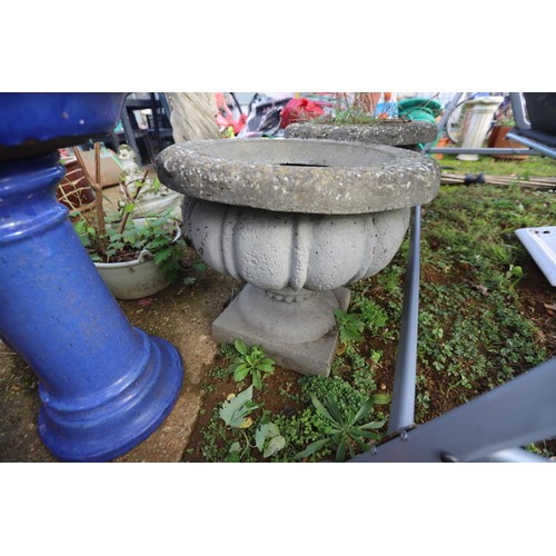 47 - 2 round cement planters