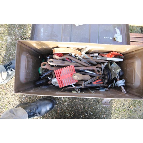 66 - Metal ammo box & contents (tools)