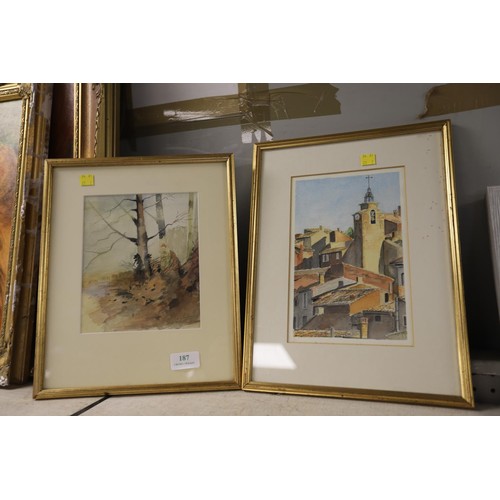 187 - 2 framed & glazed Shirley Bridgman watercolours