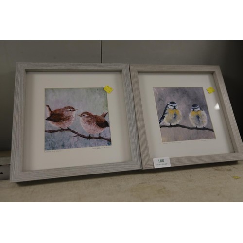 188 - 2 framed & glazed bird prints by Norfolk artist Kirstie Steadman, signed