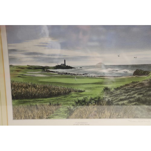 190 - Framed & glazed print, 10th hole Turnberry, signed John Morland