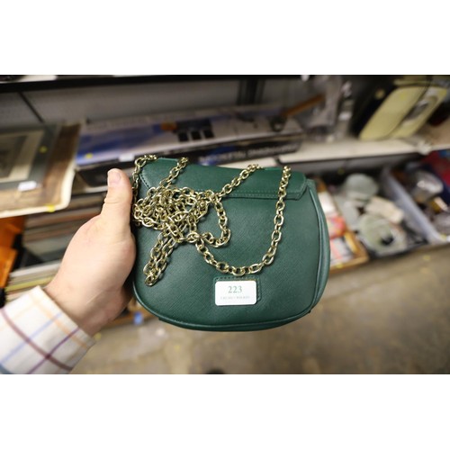 223 - New Linea Green handbag with gold chain double strap