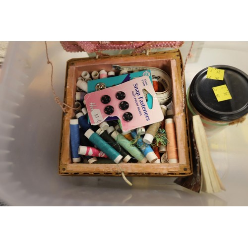 249 - Small sewing basket & pickled books