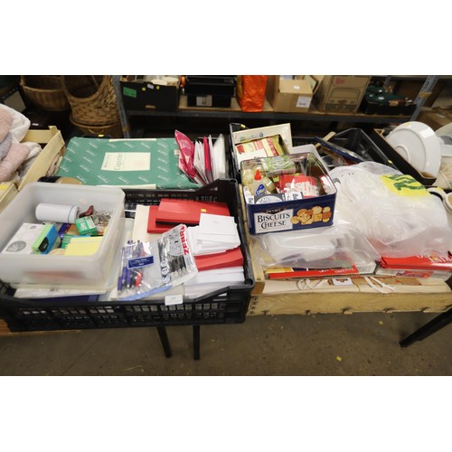 281 - 4 boxes of stationery, incl pens, various size papers, cards, etc