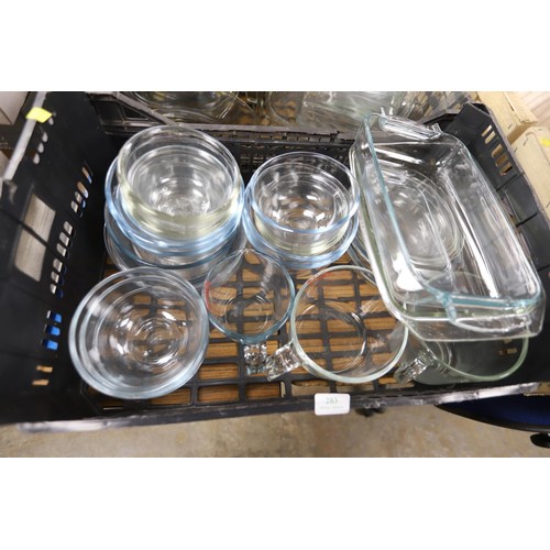 283 - 2 boxes of various Pyrex, incl jugs, dishes & bowls, etc