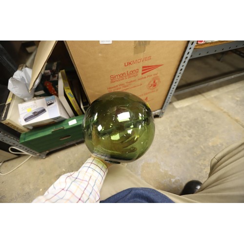 290 - Box of glass balls, lamp, etc