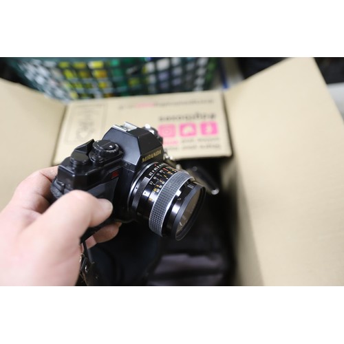 304 - Box of cameras & equipment