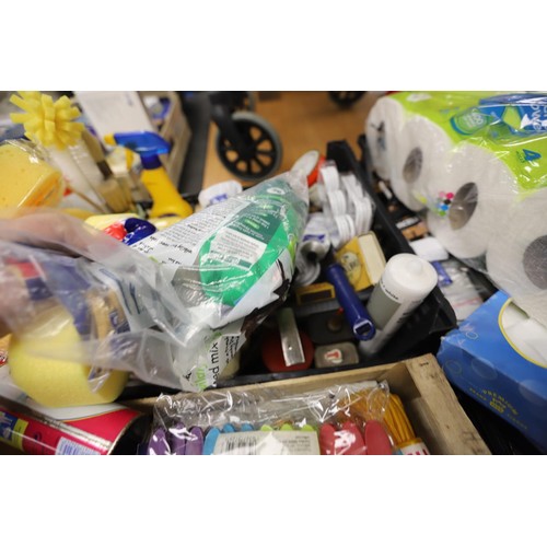 335 - Qty of cleaning products, various batteries, candles, light bulbs, etc