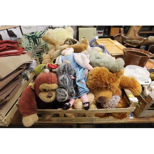 340 - 2 boxes of soft toys some vintage, incl merry thought