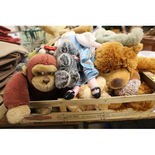 340 - 2 boxes of soft toys some vintage, incl merry thought