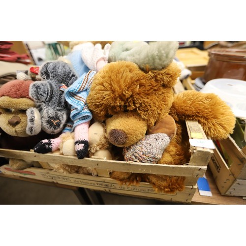 340 - 2 boxes of soft toys some vintage, incl merry thought