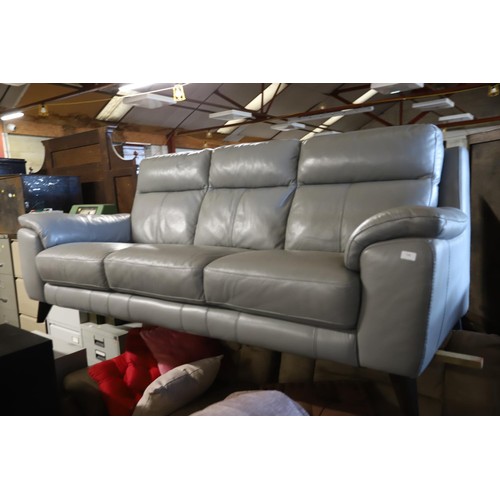 768 - Leather 3-seater sofa, grey