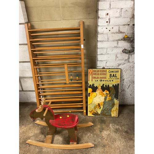 97 - Vintage wooden playpen, rocking mousse & 1 picture