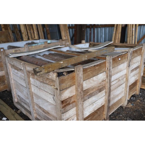 63 - Large wooden crate approximately 7 foot 11 x 4‘ 11 containing large qty of various bed columns