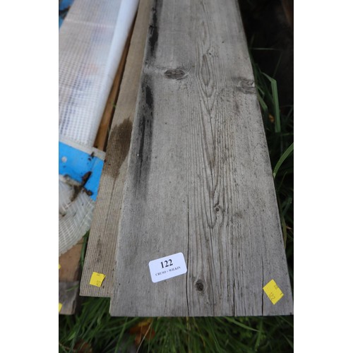 122 - 6 long lengths of various size timber, incl 7.5” x 2 etc