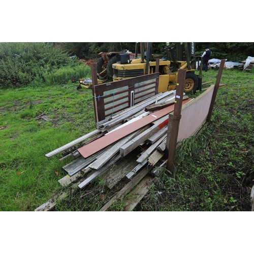 145 - Large metal crate of various timber etc