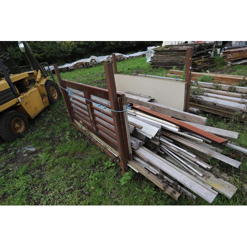 145 - Large metal crate of various timber etc