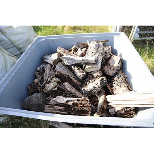 201 - Grey container & 2 bags of various firewood & logs