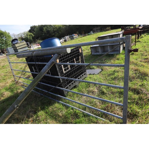 208 - Galvanised five bar gate & 2 posts