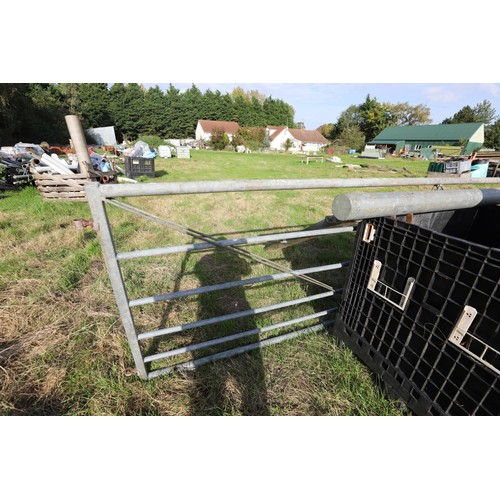 208 - Galvanised five bar gate & 2 posts