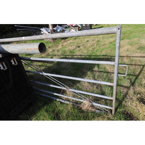 208 - Galvanised five bar gate & 2 posts