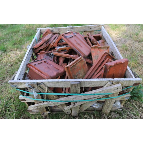 221 - Wooden crate, incl qty of French terracotta tiles