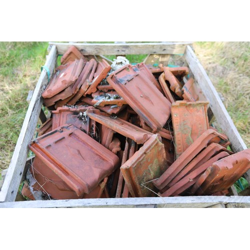 221 - Wooden crate, incl qty of French terracotta tiles