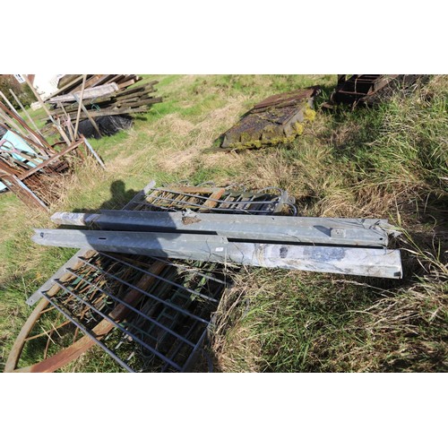 239 - Pair of galvanised gate posts, various gates etc