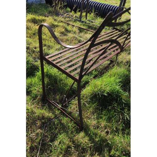 276 - Antique wrought iron garden bench approx. 48 inches wide by 38 inches high