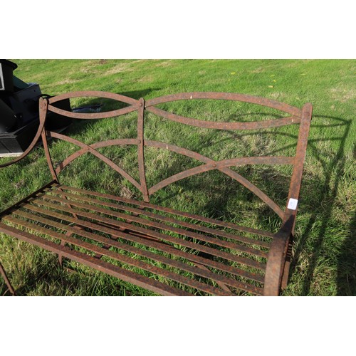 276 - Antique wrought iron garden bench approx. 48 inches wide by 38 inches high