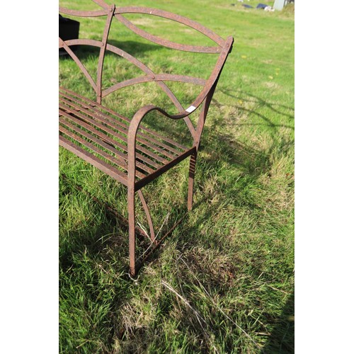 276 - Antique wrought iron garden bench approx. 48 inches wide by 38 inches high