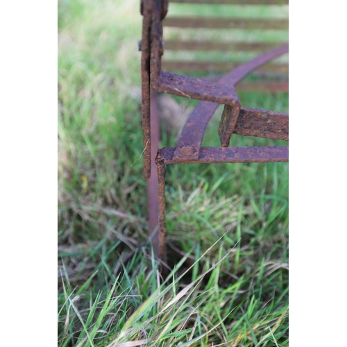 276 - Antique wrought iron garden bench approx. 48 inches wide by 38 inches high