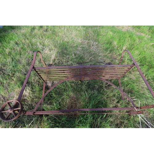 276 - Antique wrought iron garden bench approx. 48 inches wide by 38 inches high