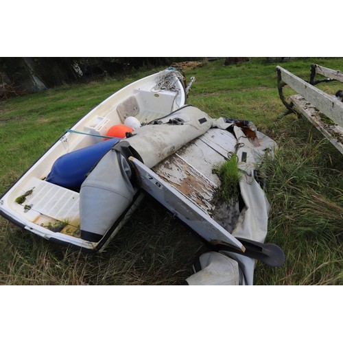 310 - Slow dinghy, boat trailer, blowup boat – as found