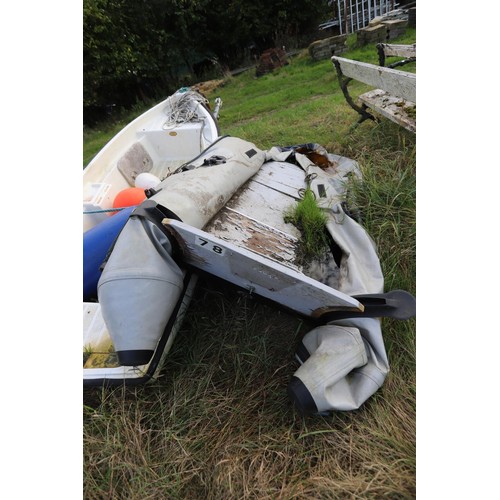 310 - Slow dinghy, boat trailer, blowup boat – as found