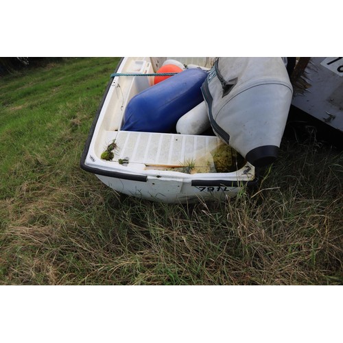 310 - Slow dinghy, boat trailer, blowup boat – as found