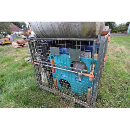 316 - Large mesh open aluminium crate, incl various storage containers etc