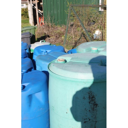 345 - 14 large plastic blue barrels