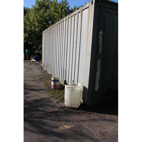 348 - Large 20 foot container & contents….. incl barrel of 15/40 engine oil, diesel tank with built-in fue... 