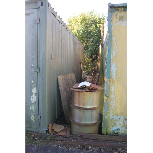 348 - Large 20 foot container & contents….. incl barrel of 15/40 engine oil, diesel tank with built-in fue... 